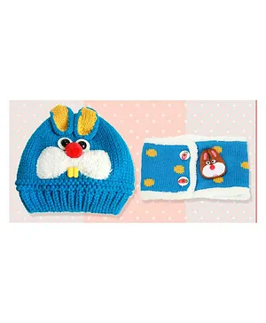 Flaunt Chic Bunny Design Kurta & Scarf Set - Blue