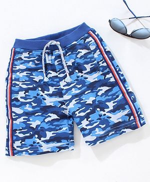 Babyhug Shorts With Drawstring Camouflage Print - Blue
