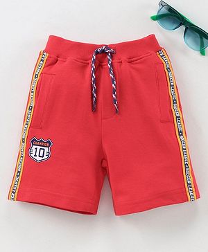 Babyhug Shorts With Drawstring Soccer Print - Red