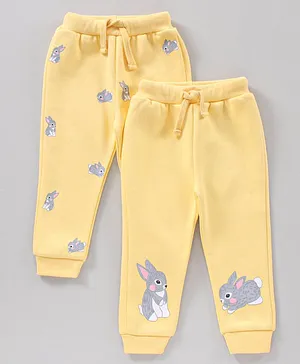 ToffyHouse Full Length Lounge Pants Bunny Print Pack of 2 - Yellow