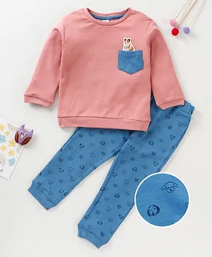 ToffyHouse Full Sleeves Pyjama Set Dog Patch - Pink