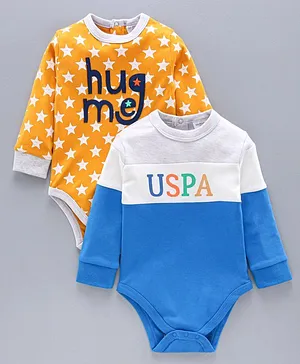 US Polo Assn Full Sleeves Bodysuit Pack Of 2 -  Blue Yellow
