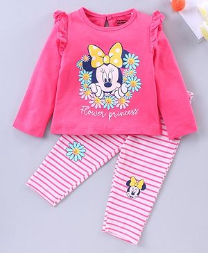 Babyhug Full Sleeves Top & Pant Minnie Mouse Print - Pink