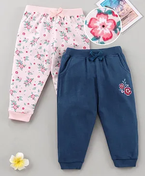 Babyhug Full Length Lounge Pants Pack of 2 - Pink Blue