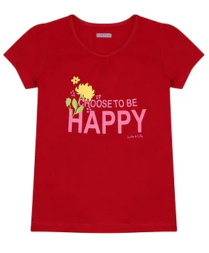 Luke and Lilly Half Sleeves Choose To Be Happy Printed Tee - Red