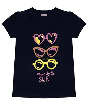 Luke and Lilly Half Sleeves Sunglasses Printed Tee - Black