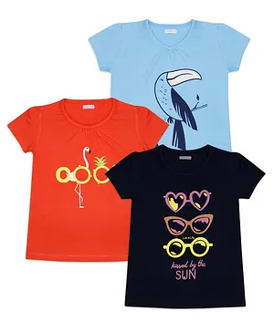 Luke And Lilly Pack Of 3 Short Sleeves Cool Graphic Print Tees - Orange Blue Black
