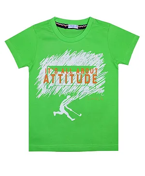 Luke and Lilly Half Sleeves Attitude Quote Printed Tee - Light Green