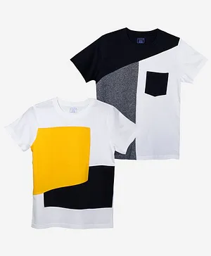 Luke And Lilly Half Sleeves Pack Of 2 Color Blocked Tee - Yellow