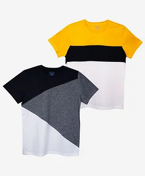 Luke And Lilly Pack Of 2 Half Sleeves Color Blocked Tee - Grey