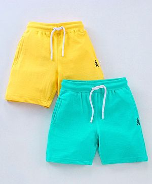 Pine Kids Biowash Shorts With Drawstring - Yellow Green