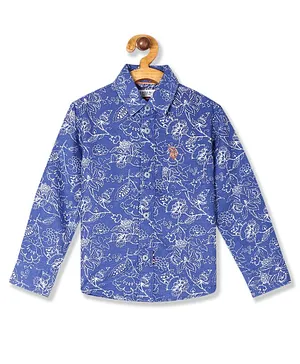US Polo Assn Full Sleeves Shirt Floral Print - Blue