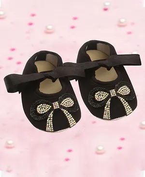 Coco Candy Studded Bow Detailing Booties - Black