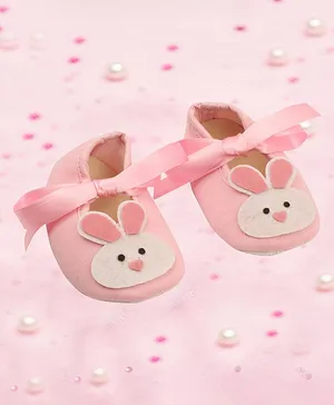 Coco Candy Bunny Patch Detailing Booties - Baby Pink