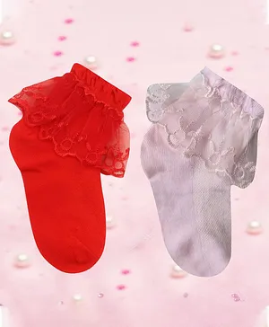 Coco Candy Pack Of 2 Pair Of Solid Colour Socks - Red & Pink