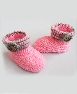 Woonie Handmade Flower Booties - Pink