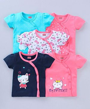 Babyhug Half Sleeves 100 % Cotton Vests Pack of 5 - Mutlicolor