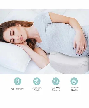 Elementary Premium Memory Foam Wedge Pregnancy Pillow - White 