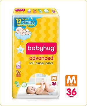 Babyhug Advanced Pant Style Diapers Pack Medium (M) Size - 36 Pieces