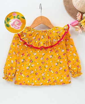 Babyhug Full Sleeves Top Floral Printed - Yellow