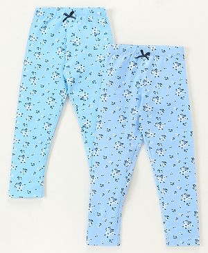 Babyhug Full Length Leggings Floral Print Pack of 2 - Blue