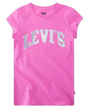 Levi's® Short Sleeves Sequined Logo Detailing Tee - Pink