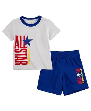 Converse Half Sleeves All Star Print Tee & Shorts  -  Blue