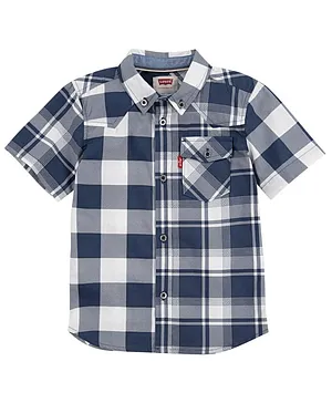 Levi's® Plaid Button Up Half Sleeves Shirt - Dark Blue