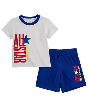 Converse Half Sleeves All Star Print Tee With Shorts - White