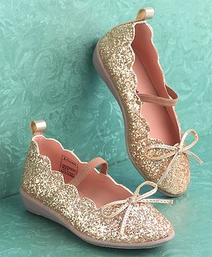 Pine Kids Party Wear Belly Shoes - Golden