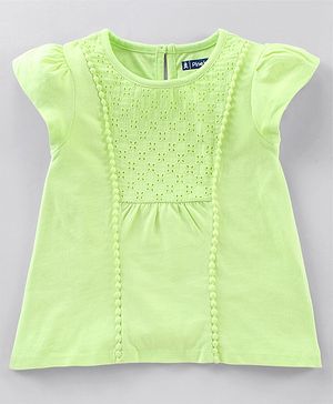 Pine Kids Short Sleeves Schiffli Top - Green