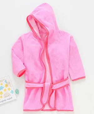 OHMS Full Sleeves Hooded Bathrobe - Pink