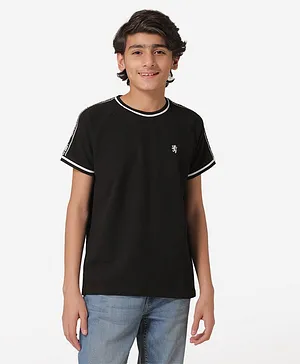 Red Tape Half Sleeves Solid Color Tee - Black