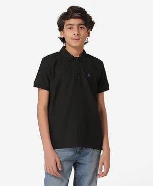 Red Tape Half Sleeves Solid Colour Polo Tee - Black