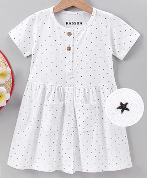 Rassha Star Printed Half Sleeves Dress - White