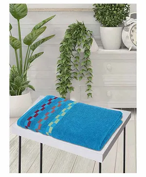 Bianca Mercerized Combed Cotton Bath Towel Bumpy Stripes  - Blue