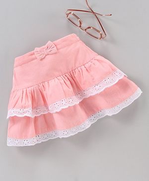 Babyhug Mid Thigh Skirt Bow Applique - Pink