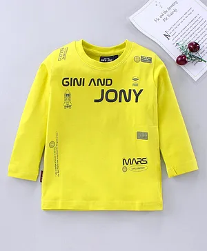 GINI & JONY Full Sleeves Tee Text Print - Yellow