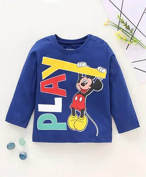 Babyhug Full Sleeves Tee Mickey Mouse - Blue