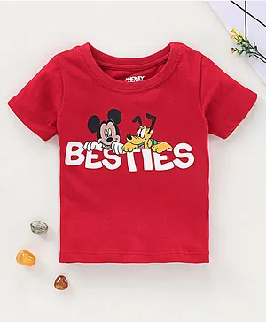 Babyhug Half Sleeves Tee Mickey Mouse Print - Red