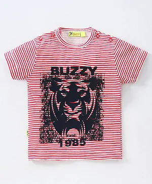 Buzzy Half Sleeves Striped Tee - Red