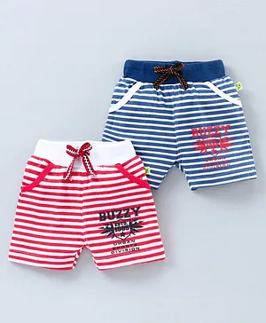 Buzzy Pack Of 2 Striped Shorts - Red Blue
