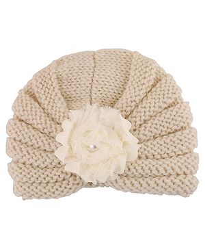 Baby Moo Floral Turban Cap - Cream