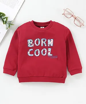 ToffyHouse Full Sleeves Tee Born Cool Embroidery - Red