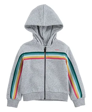 Levi's® Full Sleeves Rainbow Stripes Hooded Jacket - Light Grey