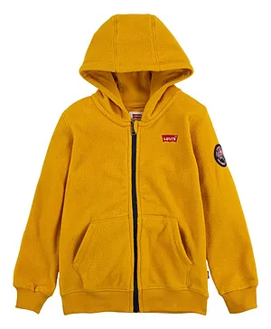 Levi's® Logo Patch Full Sleeves Zip Up Hooded Jacket - Yellow