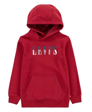 Levi's® Full Sleeves Logo Print Hoodie - Red