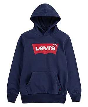 Levi's® Full Sleeves Logo Print Hoodie - Blue