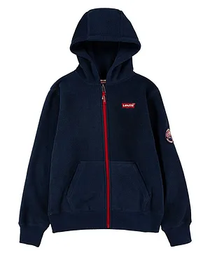 Levi's® Full Sleeves Logo Patch Hooded Jacket - Blue