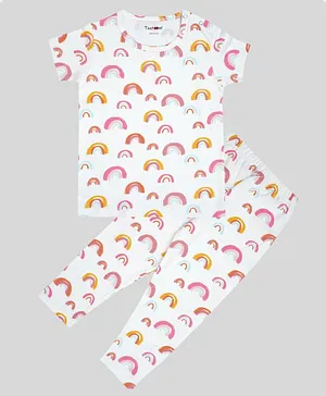 Taatoom Half Sleeves Rainbow Printed Night Suit - Off White